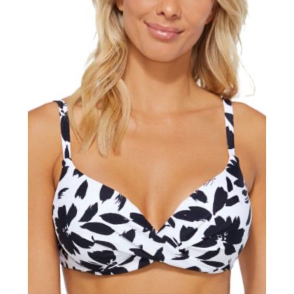 Island Escape NEW size 16 bikini swim top black white